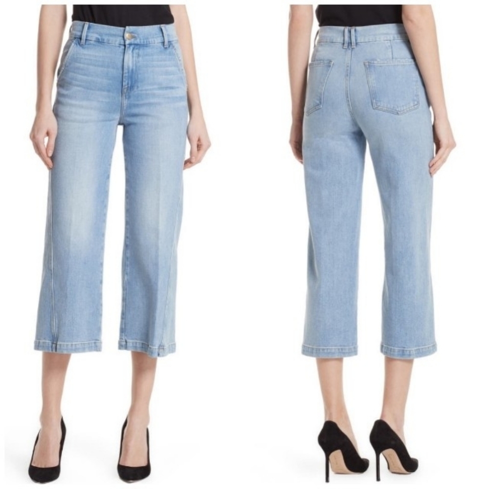 Frame Twisted Seam High Rise Wide Leg Crop Jeans